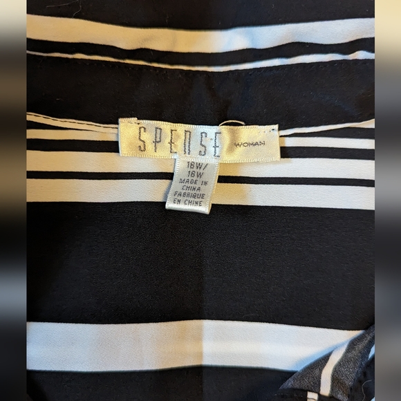 Spense sz18W black/white striped sleeveless button shirt dress VGUC - Picture 4 of 7
